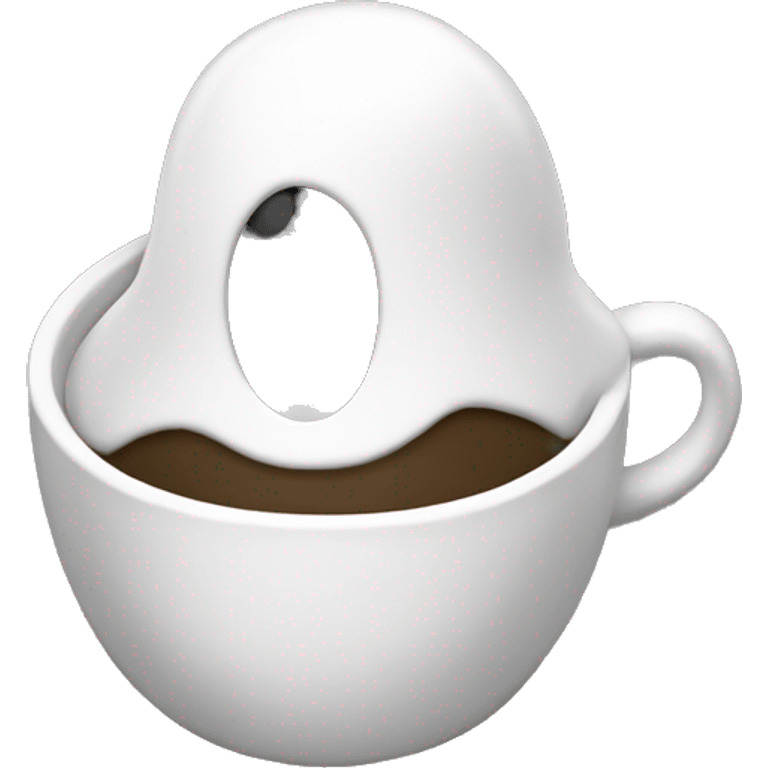 a ghost drinking coffee in black and white emoji