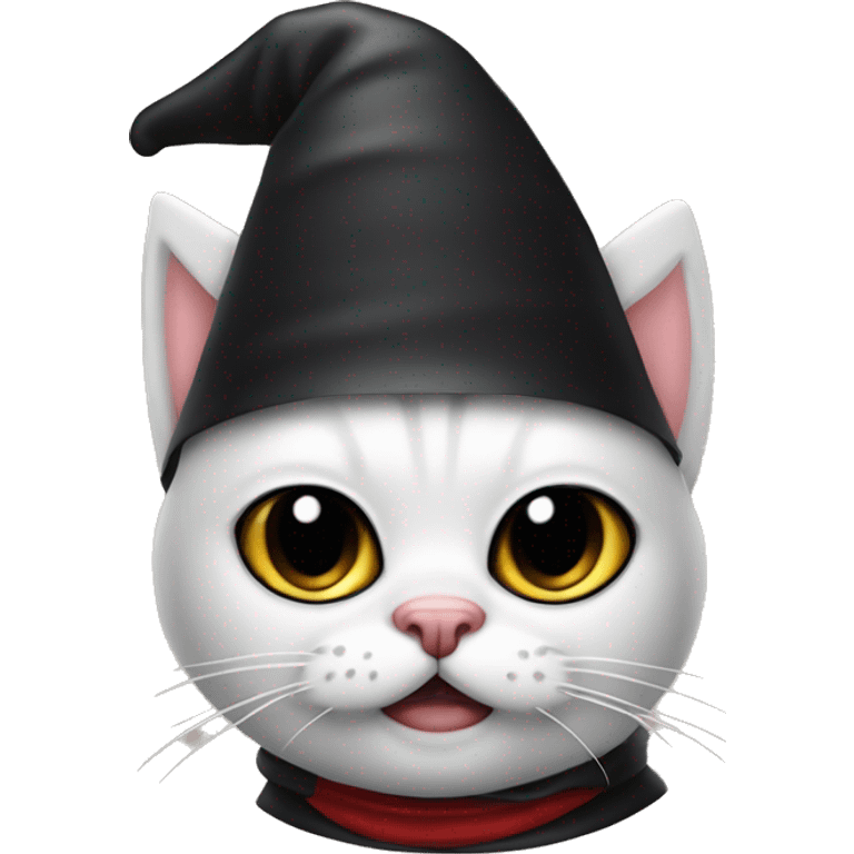 cat wearing a birthday hat and a darth  vader costume emoji