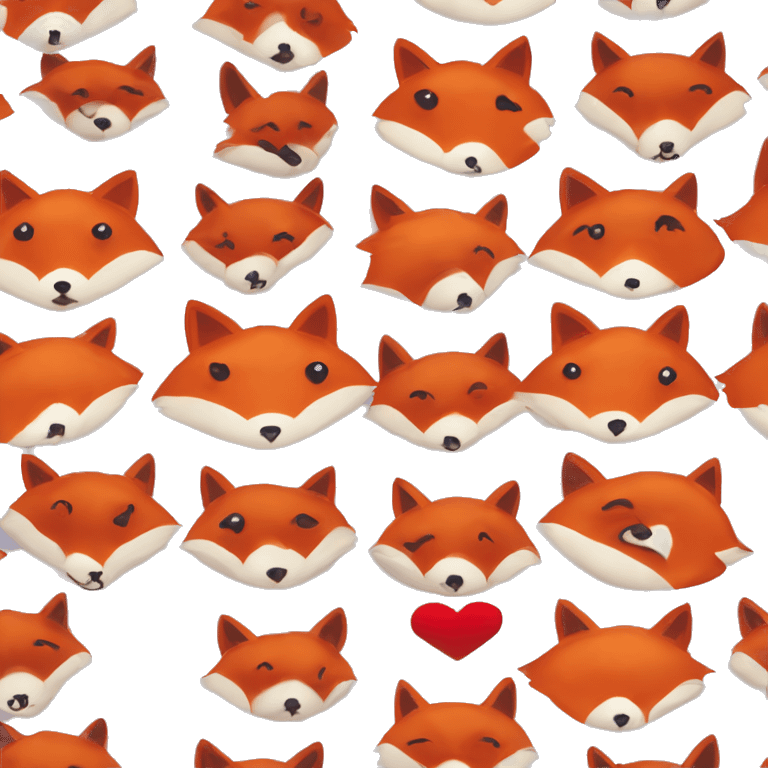 deep lush red fox face with tiny red heart instead of eyes emoji