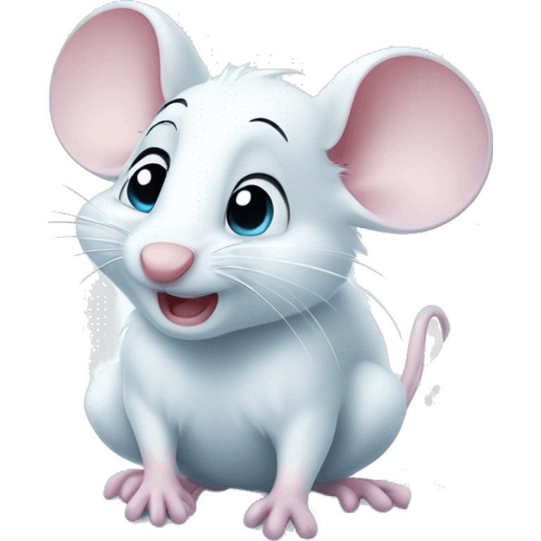 Cute cartoony white mouse frozen in ice from cold emoji