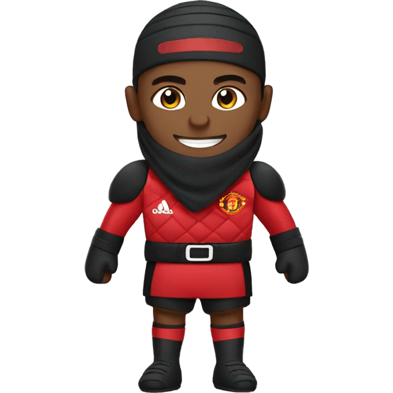 A ninja wearing a Manchester United training kit emoji