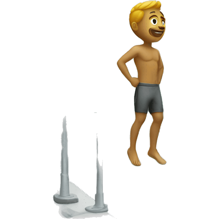 man about to jump in the pool, standing on a diving board emoji