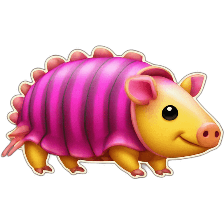 Magenta pig armadillo centipede insect with yellow and black spots gradient mottled emoji