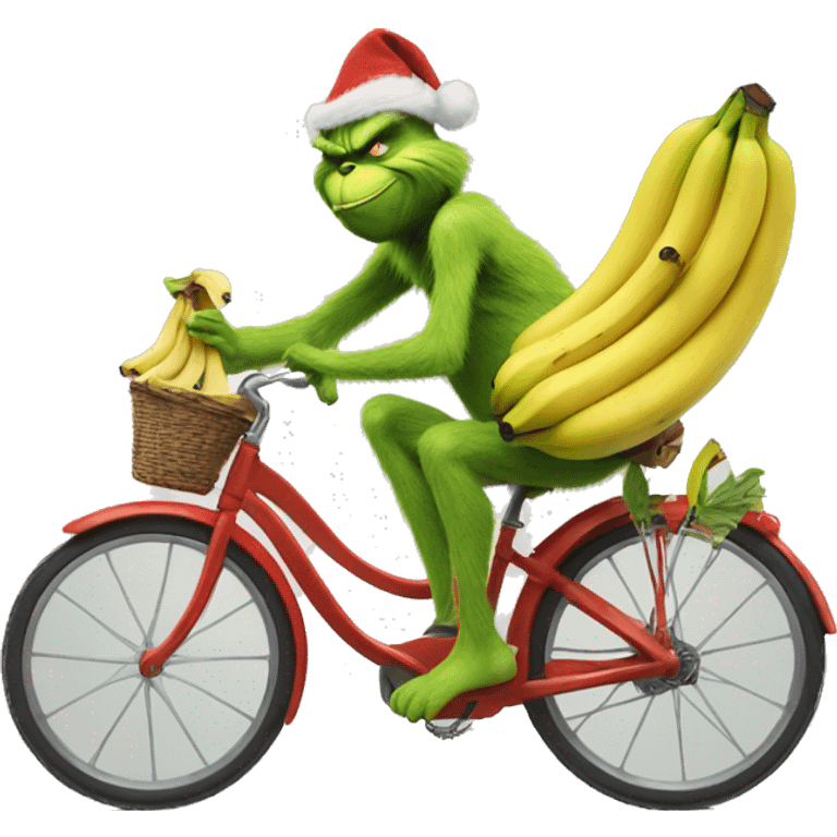 The grinch with a bike made of bananas emoji