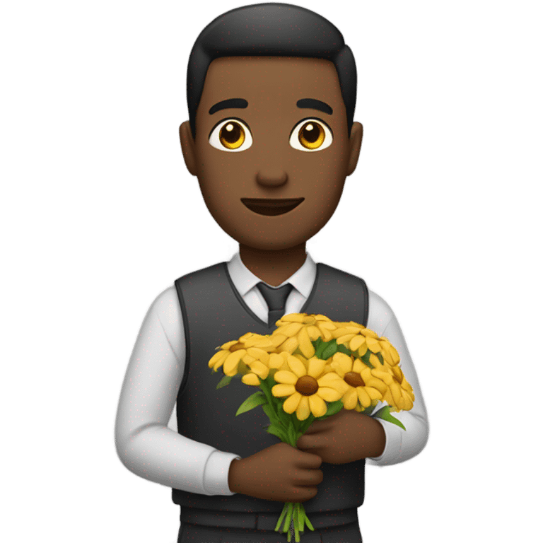 Man holding flowers  emoji