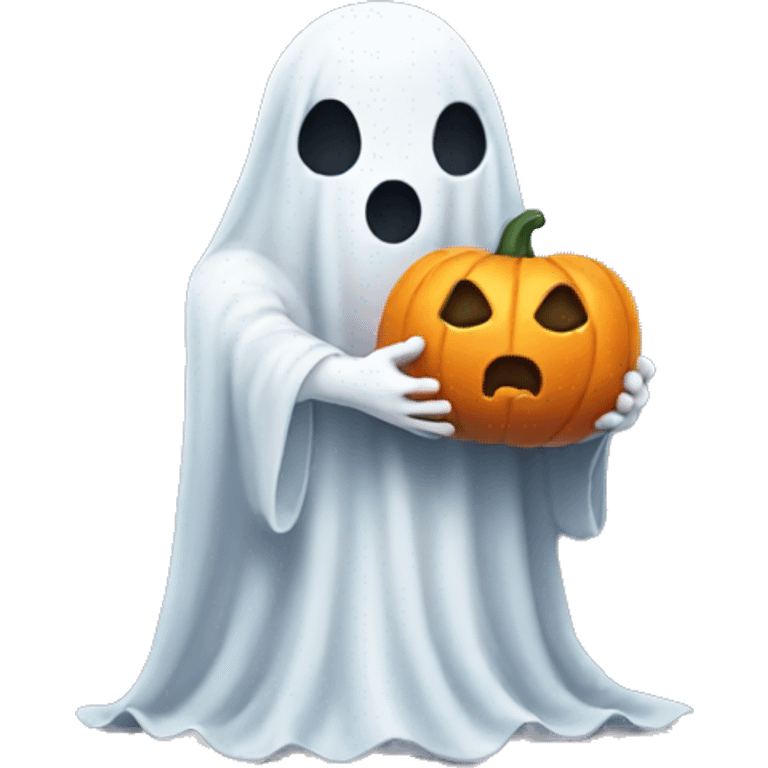 ghost holding pumpkin emoji