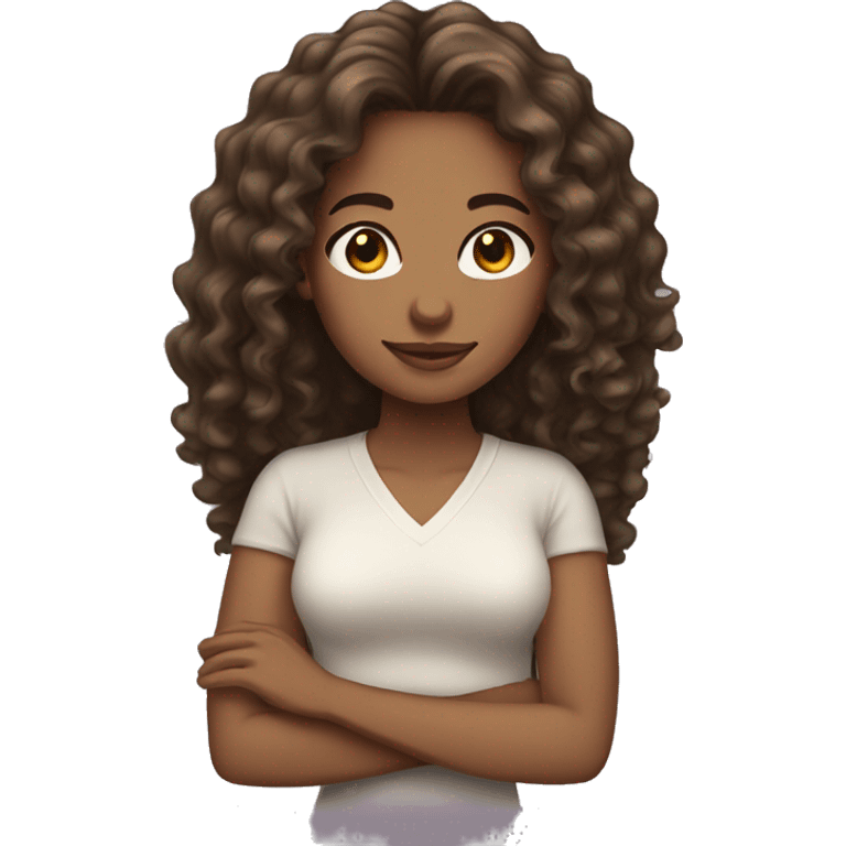 woman light brown skin long dark curly hair emoji