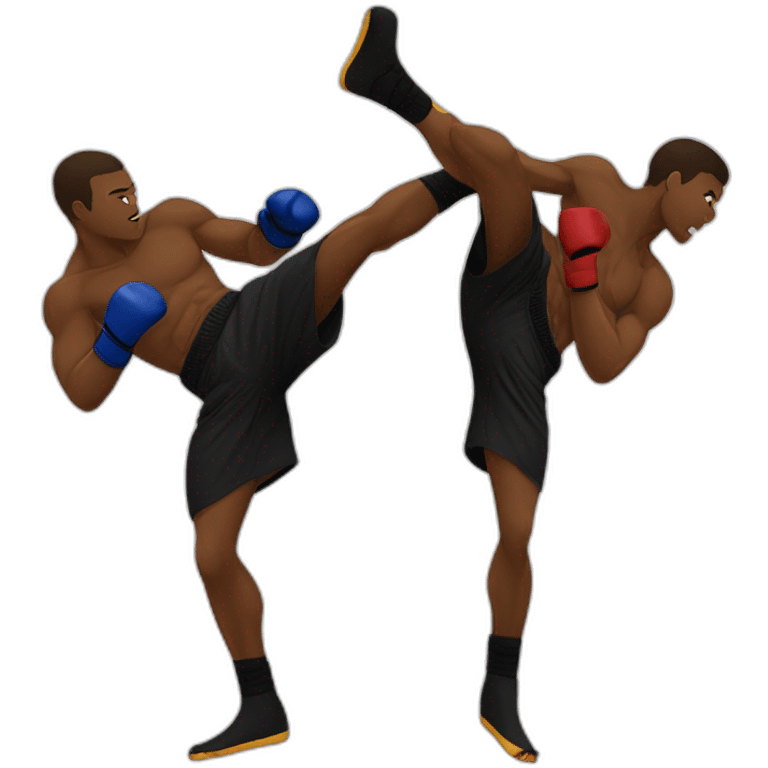 a black kickboxer throwing and landing a head kick on another fighter emoji