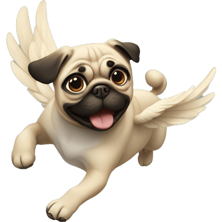 Flying pug dog emoji