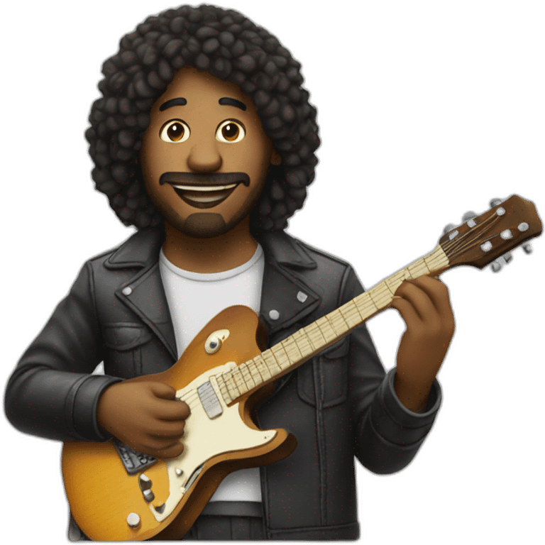 A man playing guitar and another playing synthetizer  emoji