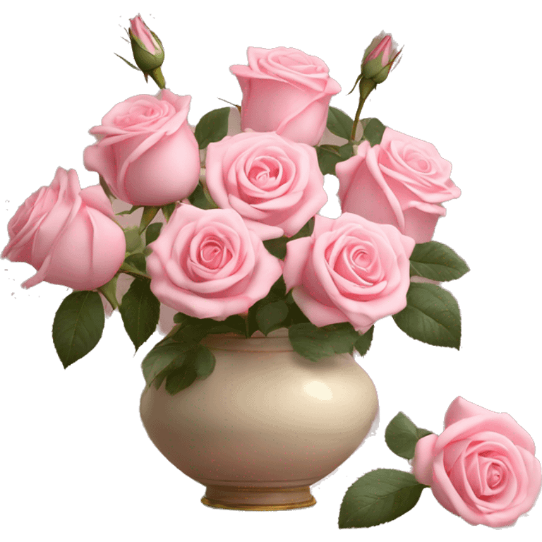 Pastell pink roses in a vintage vase emoji