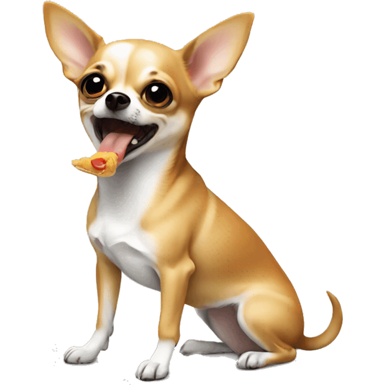 Chihuahua eating emoji