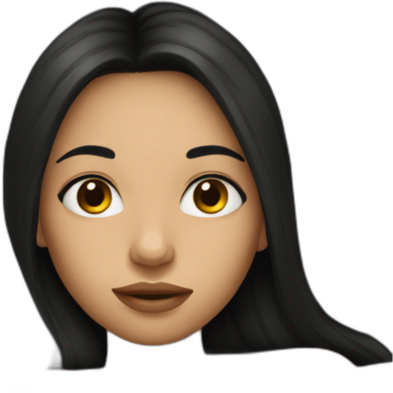 Girl with dark long hair in bed emoji