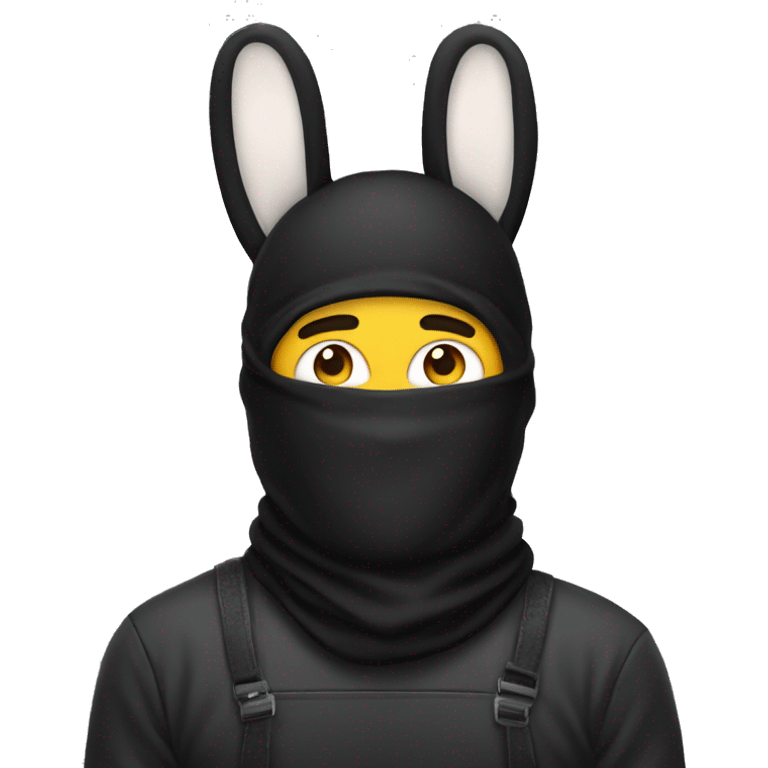 guy in balaclava with bunny ears emoji