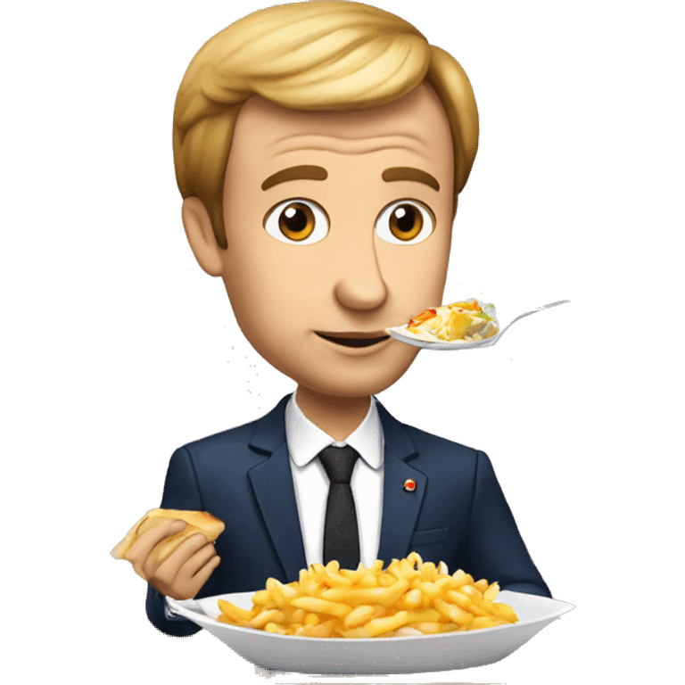 Macron qui mange une poutine emoji