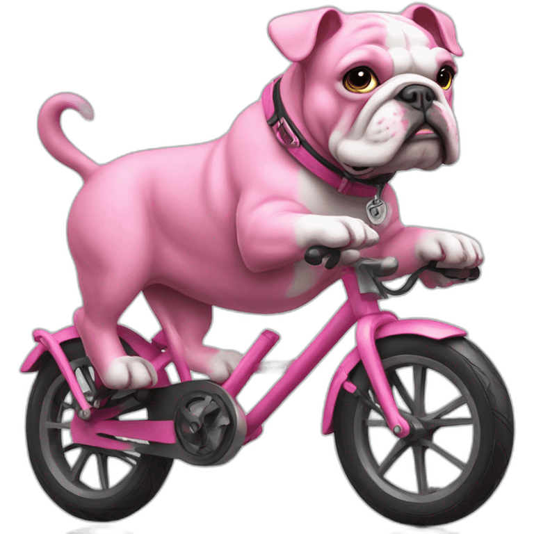 pink bulldog on a bike emoji