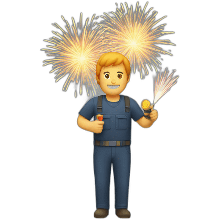 Man with ignition control and fireworks emoji