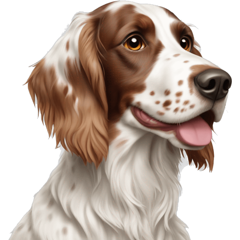 Happy White and Brown english setter with Brown ear  emoji