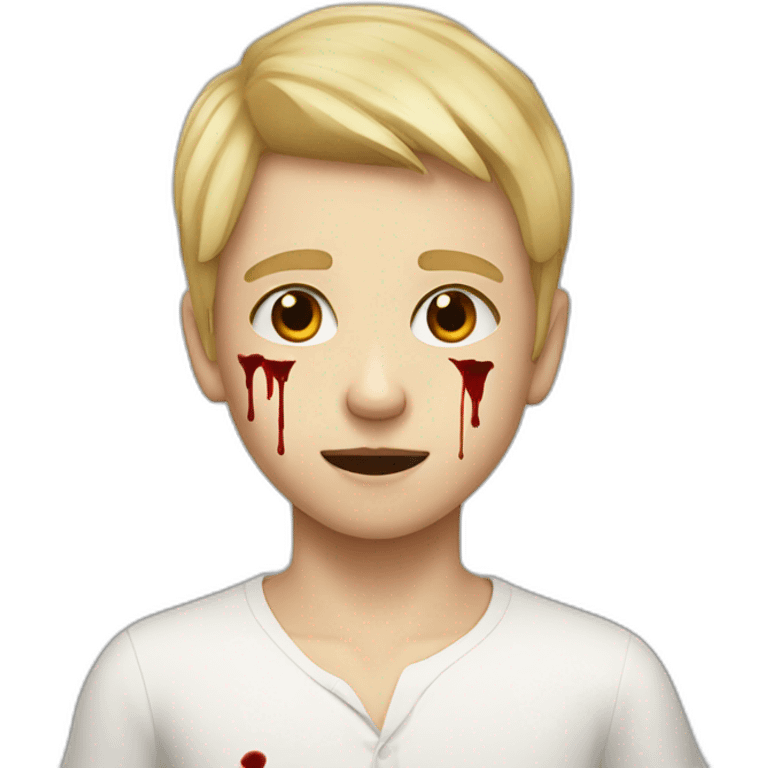 Blond boy with a blood stain on his forehead emoji