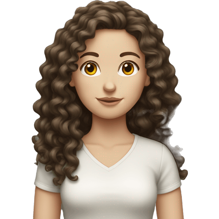 white girl with long dark brown curly hair  emoji