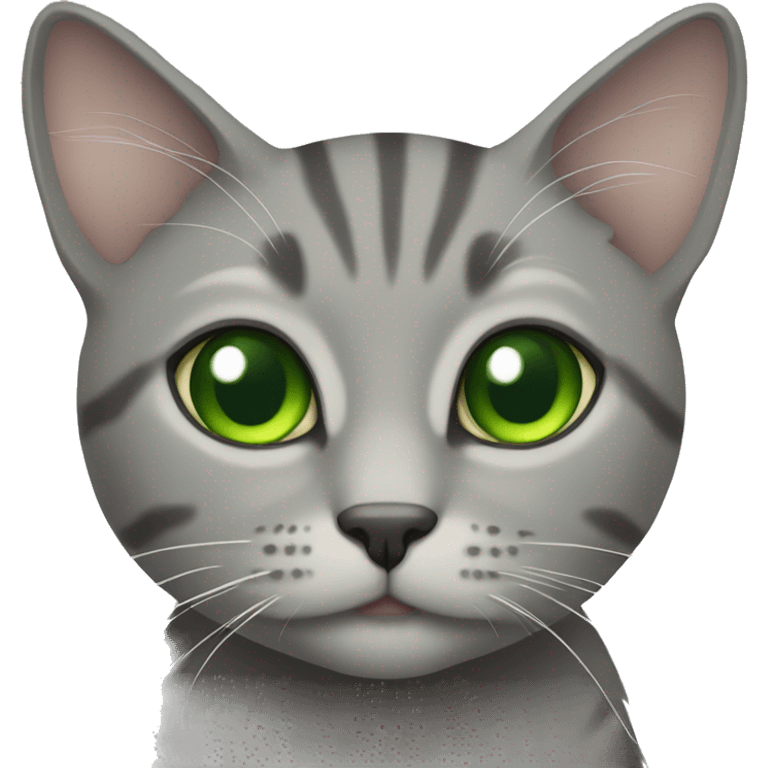 Gray Taby Cat with green eyes emoji