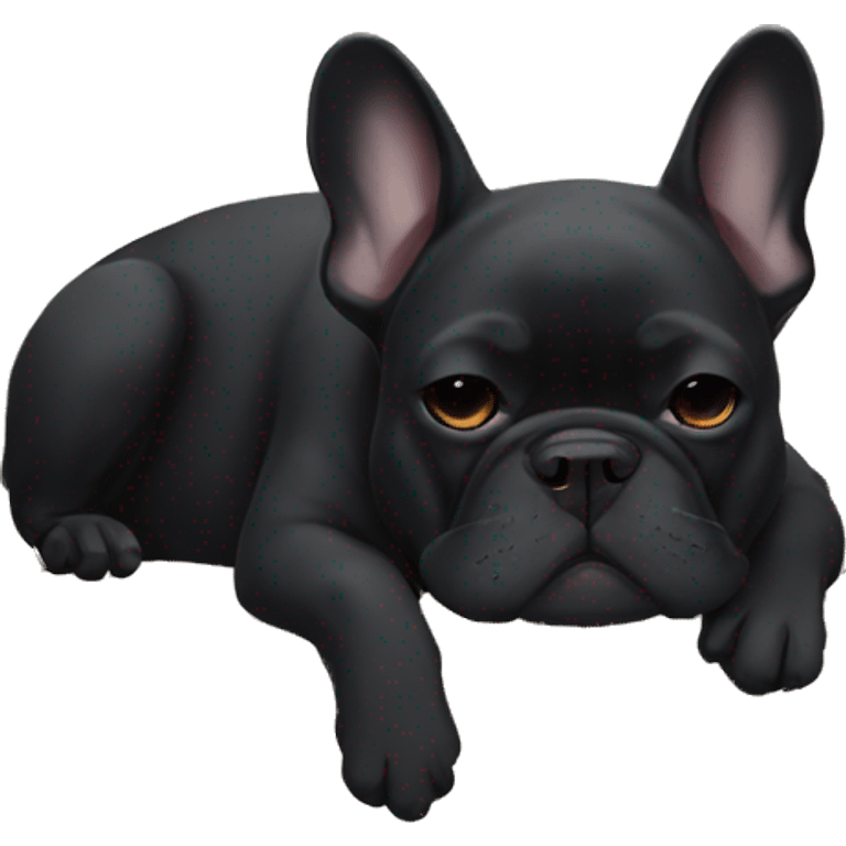 An all-Black French bulldog napping emoji