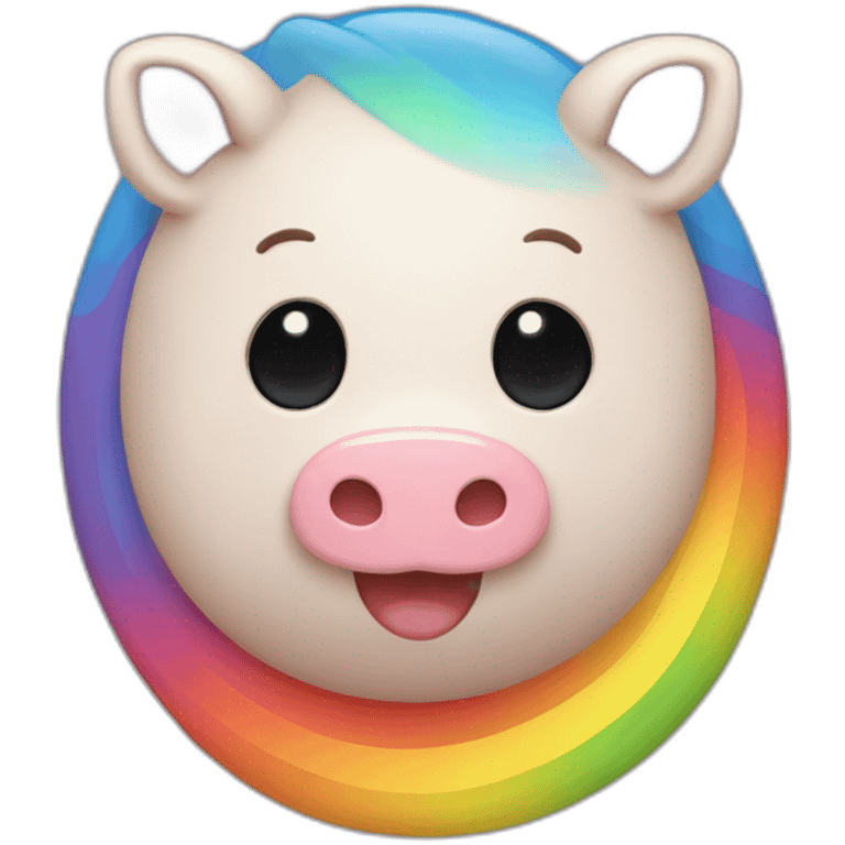 un cerdo arriba de un arcoiris emoji