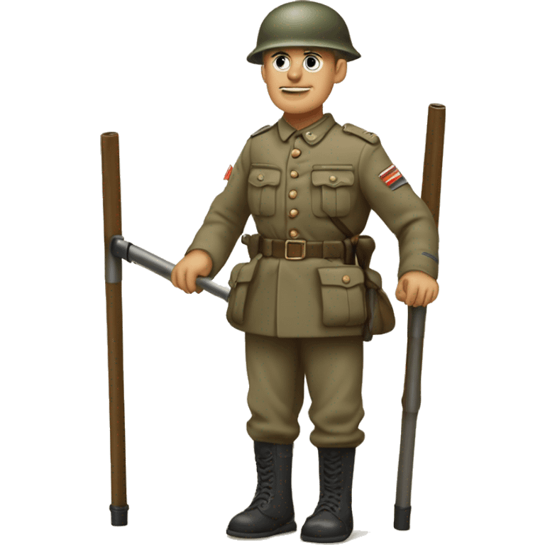 disabled ww1 soldie with amputation on crutches emoji