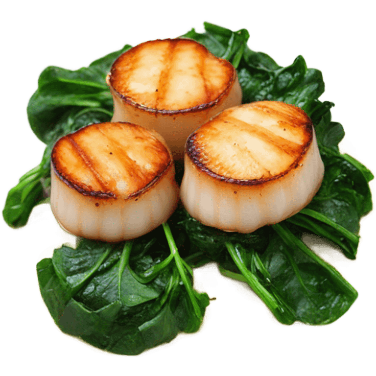 Seared Scallops with Wilted Spinach emoji