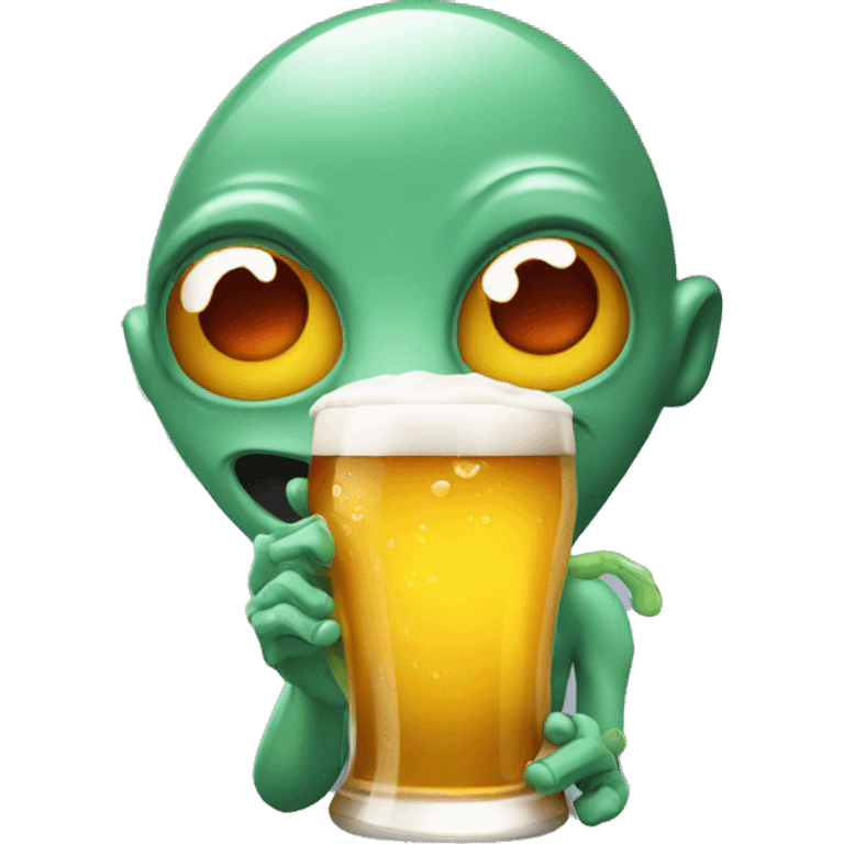 Drunk Alien drink beer emoji