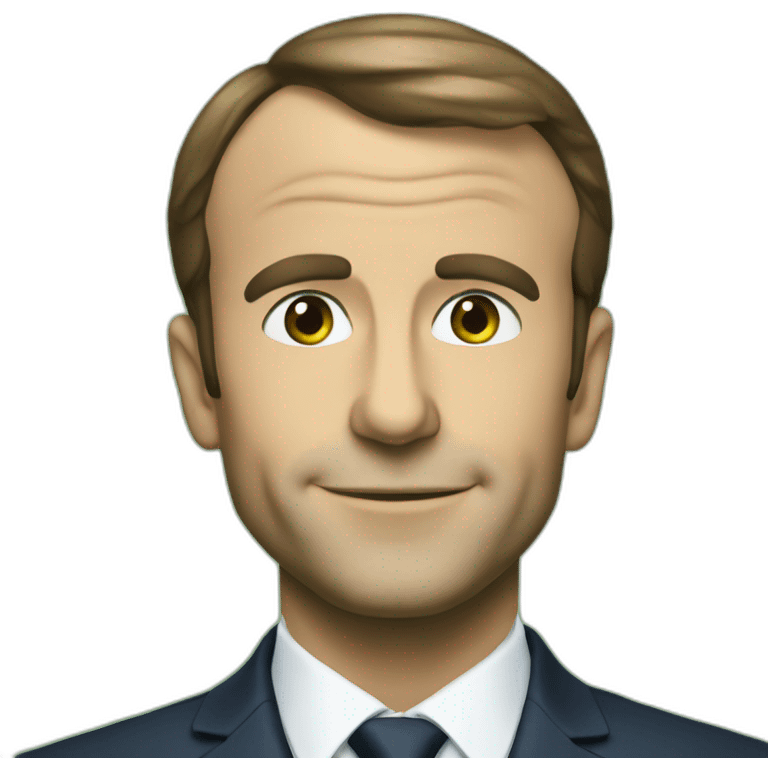 Macron with gree check emoji