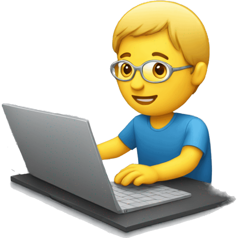 Human with laptop showing laptop screen emoji