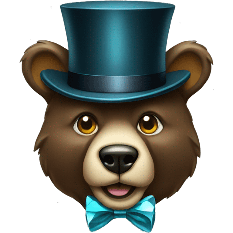 A diamond bear head wearing a top hat  emoji