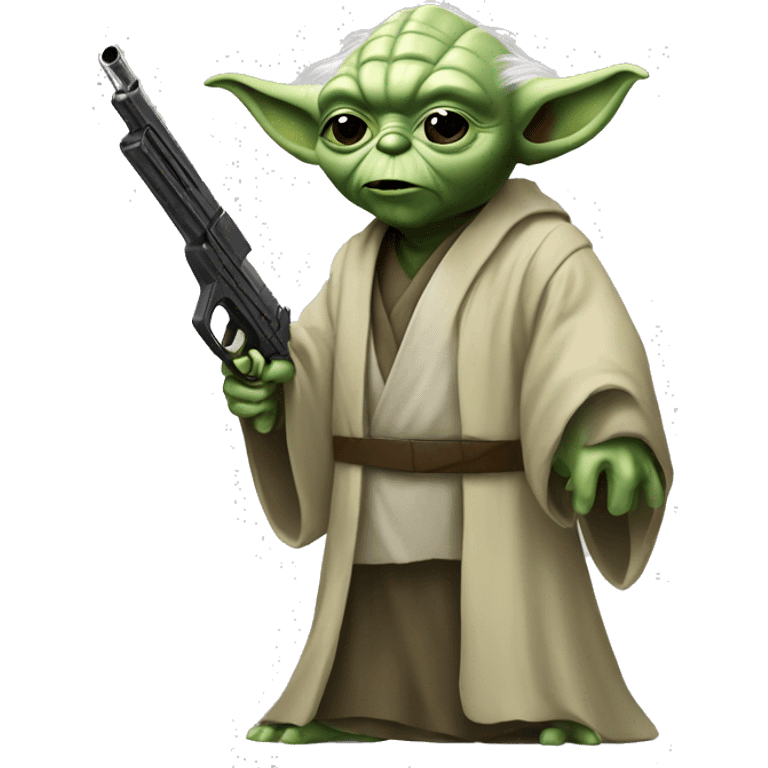 Yoda with a gun emoji