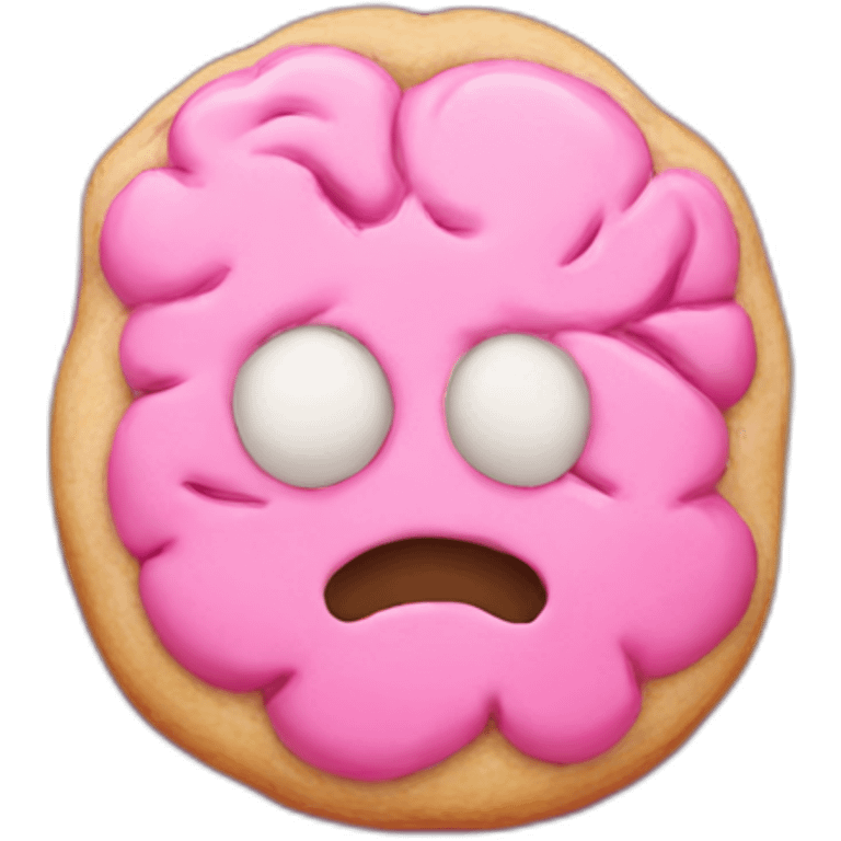 a pink brain cookie emoji