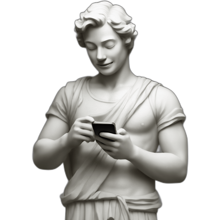 Statue with mobile phone  emoji