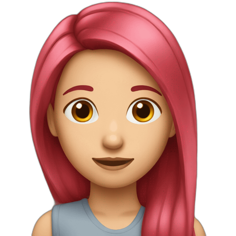 girl-long-straight-rosered-hair-translate emoji