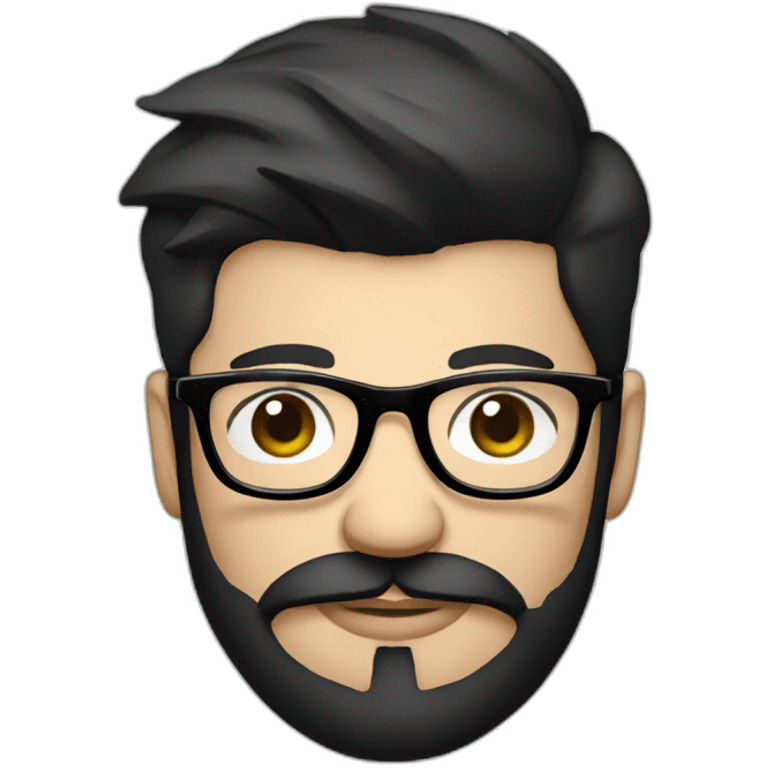 Hipster with black hair, beard and glasses drinking cappuccino   emoji