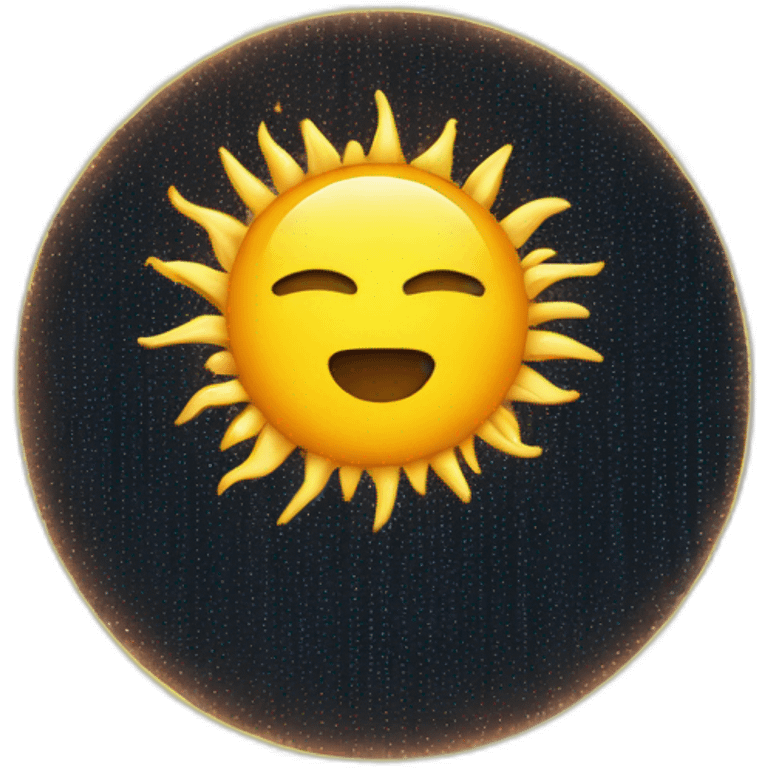 Digital sun with computer code emoji