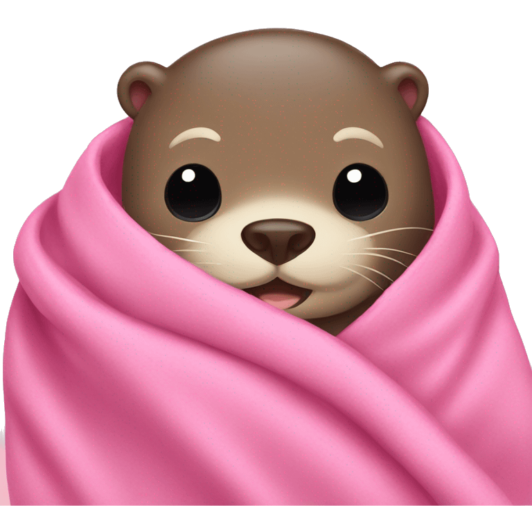 otter cozy in pink blanket emoji