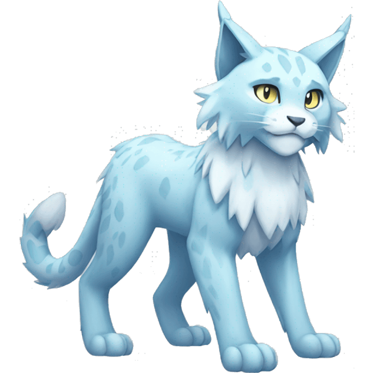 Ice-type Lynx-Fakemon full body emoji