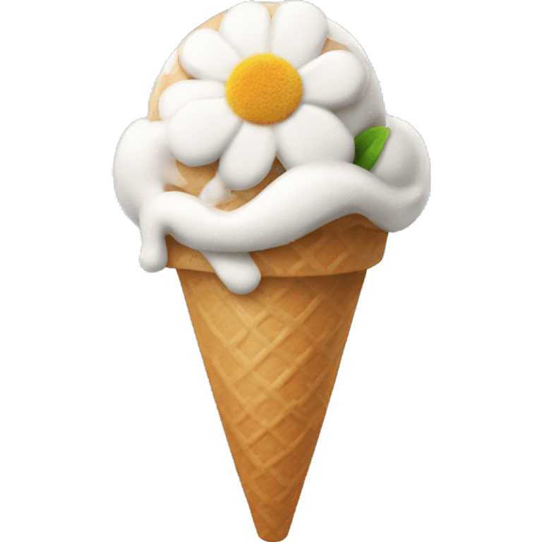 Ice cream smiling with a flower in the hand emoji