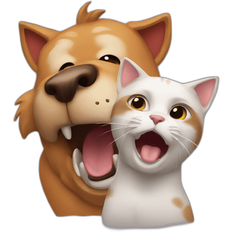 A cat sings With An Angry dog  emoji