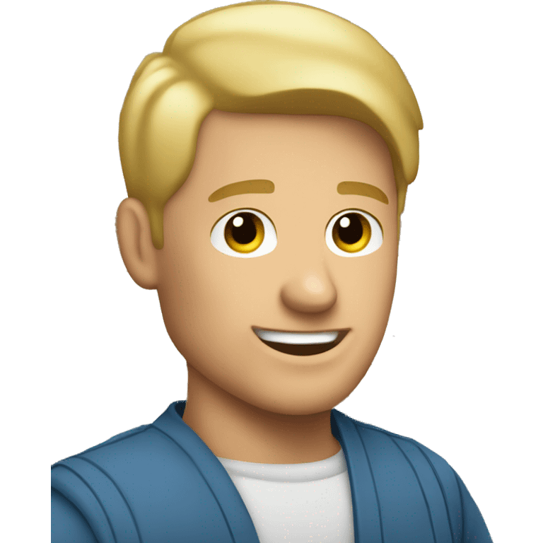 blonde man storekeeper holding pillows emoji