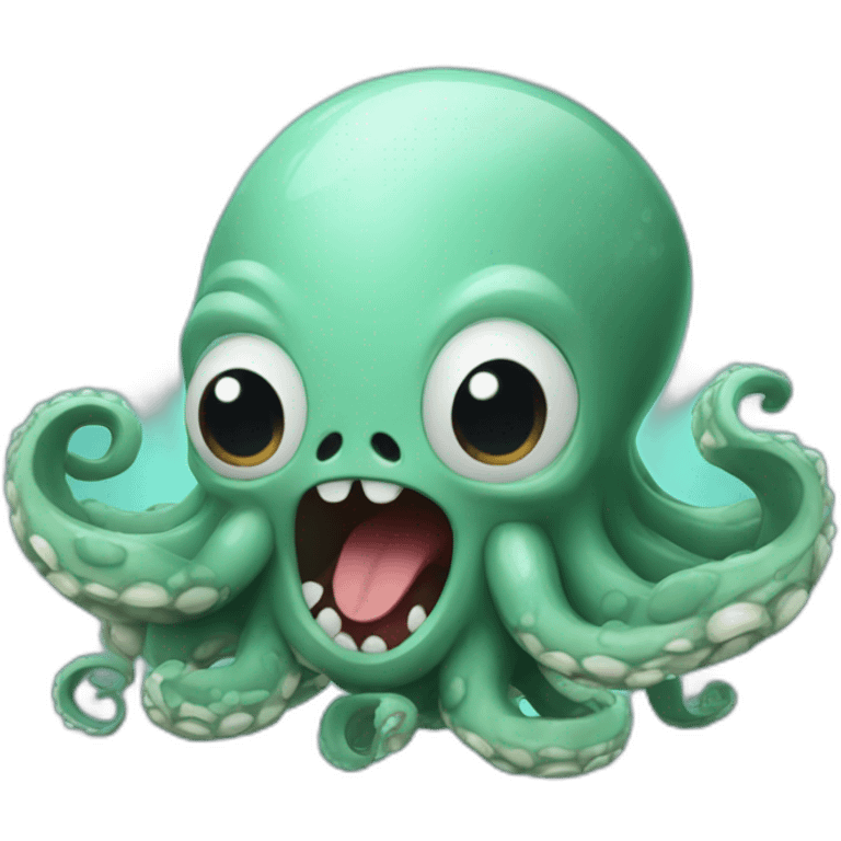 Cute kraken feared with open mouth emoji