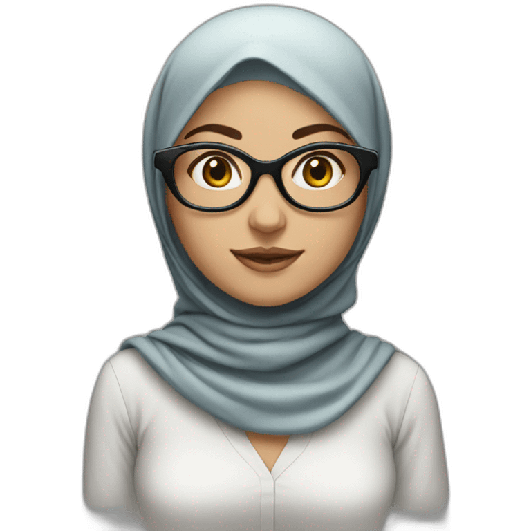 Short girl brunette avec hijab et lunettes emoji