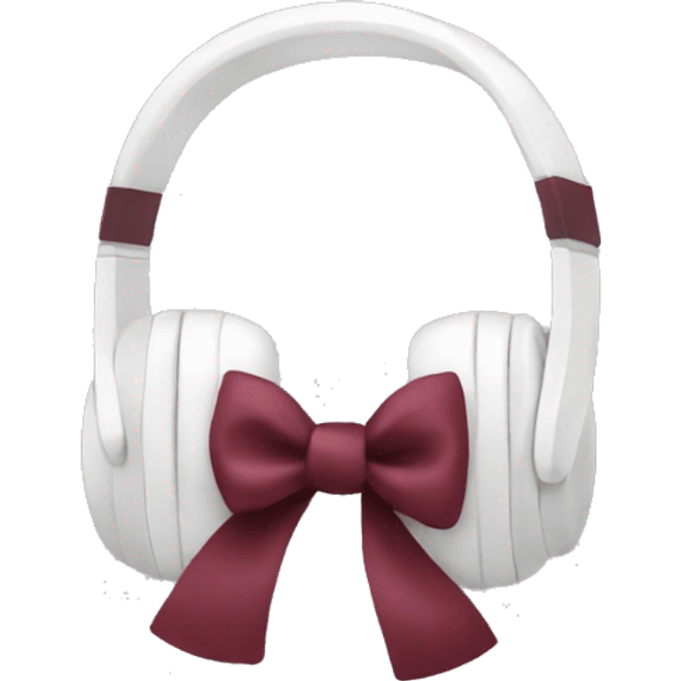 White headphones with burgundy bow emoji