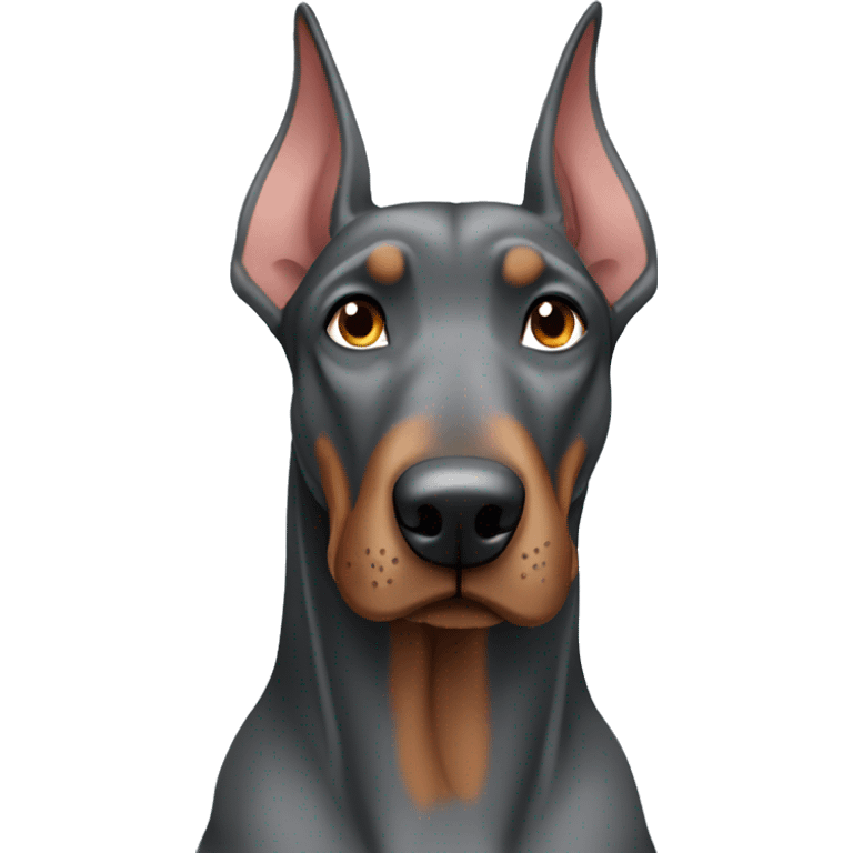 Grey doberman floppy ears cartoon like emoji