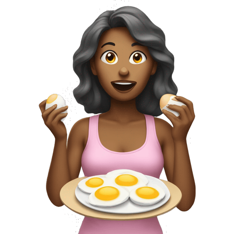 woman eating eggs emoji