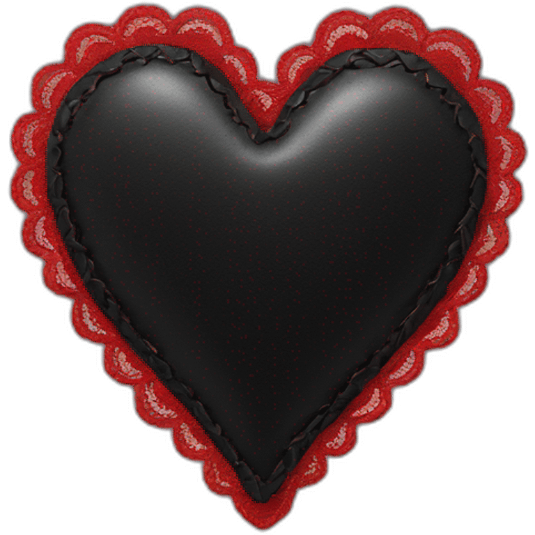 black leather heart with red lace emoji